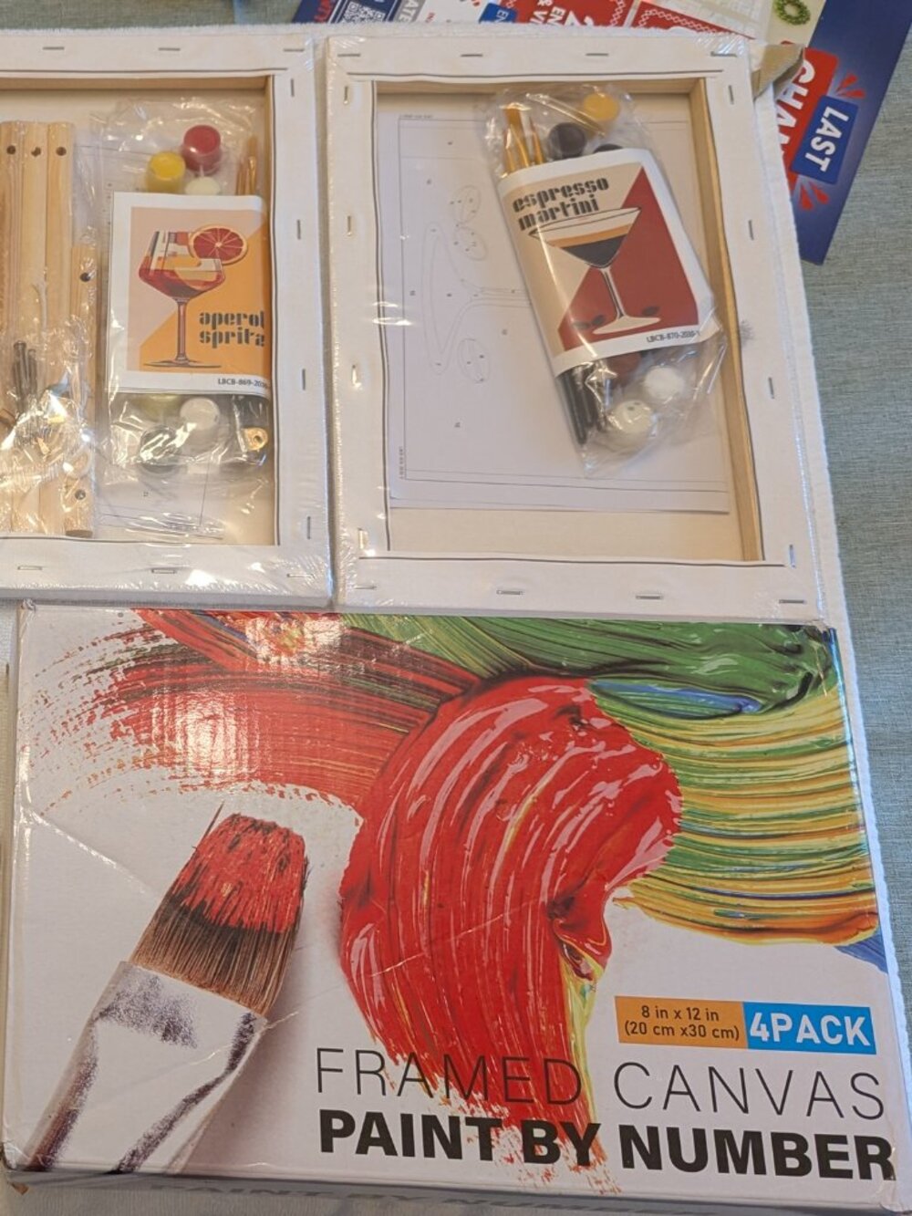 Paint by Number Kit - 4 pack - Stretched Canvas - Includes 1 easel
